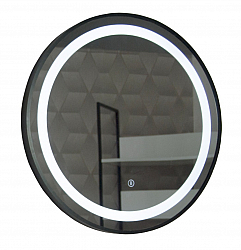 Oglinda cu iluminare led si intrerupator touch, MD3, d60cm, rama neagra