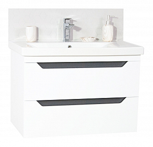 KIT MDF BASE AND WASHBASIN, SERIES 756 80CM, SUSPENDED WITH DRAWERS, WHITE ANTHRACIT