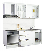 MDF Kitchen cabinet set SQUARE 200.01cm, rustic white_1