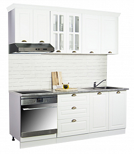 MDF Kitchen cabinet set SQUARE 200.01cm, rustic white