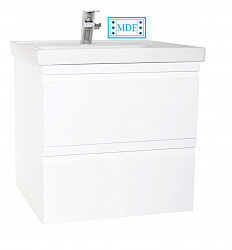 BASE AND WASHBASIN SERIES 786, 65CM, SUSPENDED WITH DRAWERS, WHITE