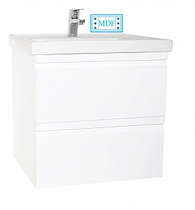 BASE AND WASHBASIN SERIES 786, 60CM, SUSPENDED WITH DRAWERS, WHITE