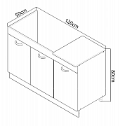 Bottom kitchen cabinet SARONA 120cm, chipboard, BEECH/WENGE_3