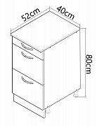 Bottom kitchen cabinet SARONA 40cm, chipboard, WHITE/ANTHRACIT_2