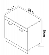 Bottom kitchen cabinet SARONA 60cm, chipboard, WHITE/ANTHRACIT_2