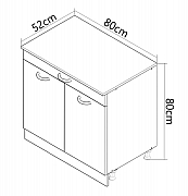 Bottom kitchen cabinet SARONA 80cm with drawer, chipboard, WHITE/ANTHRACIT_2