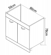 Bottom kitchen SINK cabinet  SARONA 80cm, chipboard, SONOMA/ANTHRACIT_2