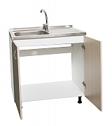 Set sink cabinet, faucet sink and sink right tank with siphon, 80cm, Beech_2