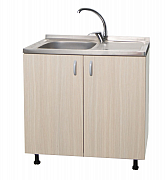 Set sink cabinet, faucet sink and sink left tank with siphon, 80cm, Beech_1