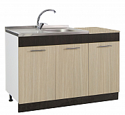Bottom kitchen cabinet SARONA 120cm, chipboard, BEECH/WENGE_0
