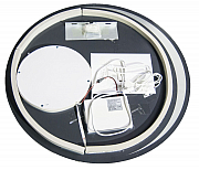 MIRROR WITH LED LIGHTING, DEFOG FUNCTION, CLOCK,THERMOMETER AND MAGNIFYING GLASS, MD5, D60CM_1
