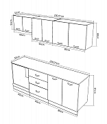 MDF Kitchen cabinet set 200.01cm, drawers, rustic beech_2