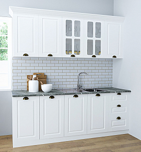 MDF Kitchen cabinet set SQUARE 200.02cm, rustic white