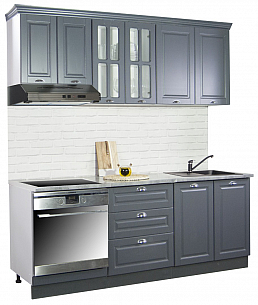 MDF Kitchen cabinet set SQUARE 200.01cm, anthracit