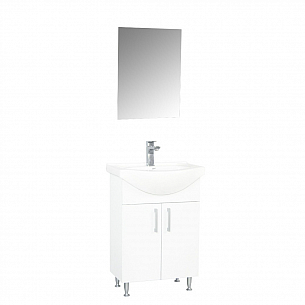 PACK BASE WITH WASHBASIN AND MIRROR SERIES 005, ECO 55CM, WHITE