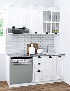 MDF Kitchen cabinet set SQUARE 160cm, rustic white