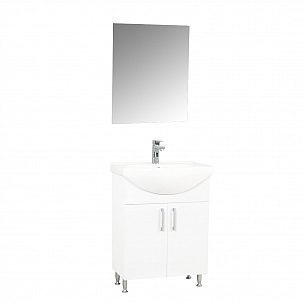 PACK BASE WITH WASHBASIN AND MIRROR SERIES 005, ECO 60CM, WHITE
