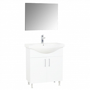 PACK BASE WITH WASHBASIN AND MIRROR SERIES 005, ECO 70CM, WHITE