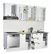 MDF Kitchen cabinet set SQUARE 220cm, rustic white_1