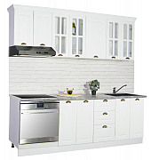 MDF Kitchen cabinet set SQUARE 220cm, rustic white_0