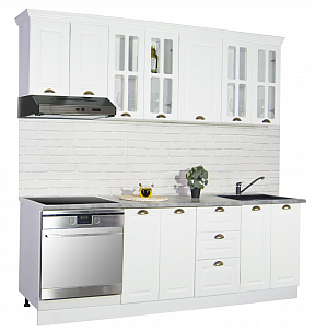 MDF Kitchen cabinet set SQUARE 220cm, rustic white