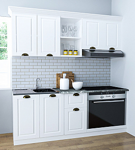 KITCHEN set 180.01CM with drawer, MDF FRONT, rustic WHITE