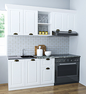 KITCHEN set 180CM with drawer, MDF FRONT, rustic WHITE