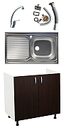 Set sink cabinet, faucet sink and sink right tank with siphon, 80cm, Wenge_0